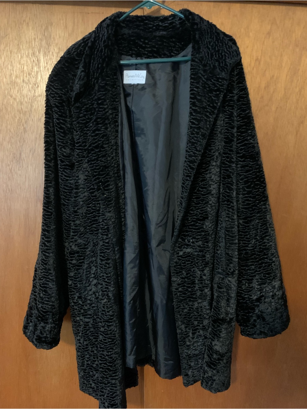 Pamela Mccoy Black Teddy Faux Fur Coat